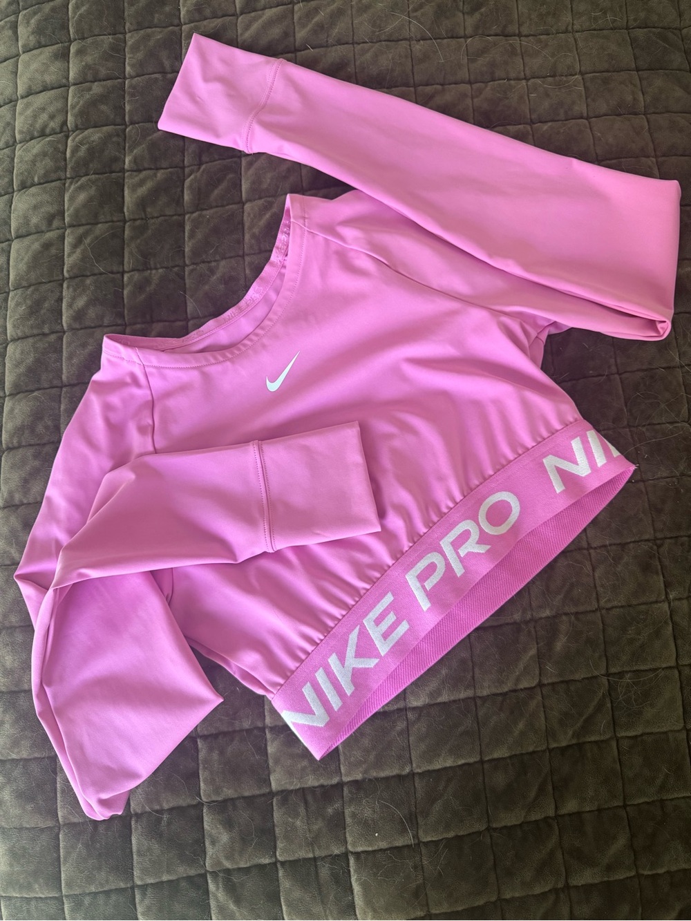 Nike Pink Cropped Long-Sleeve Training Top